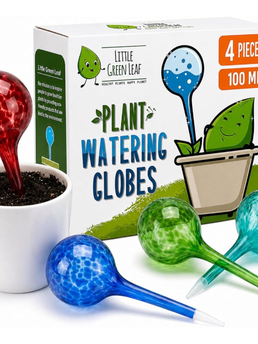 Plant Watering Globes 4 Pack – Self Watering Bulbs, Indoor & Outdoor Plants